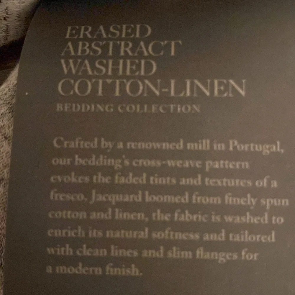 RESTORATION HARDWARE ERASED ABSTRACT WASHED COTTON-LINEN KING SHAM
